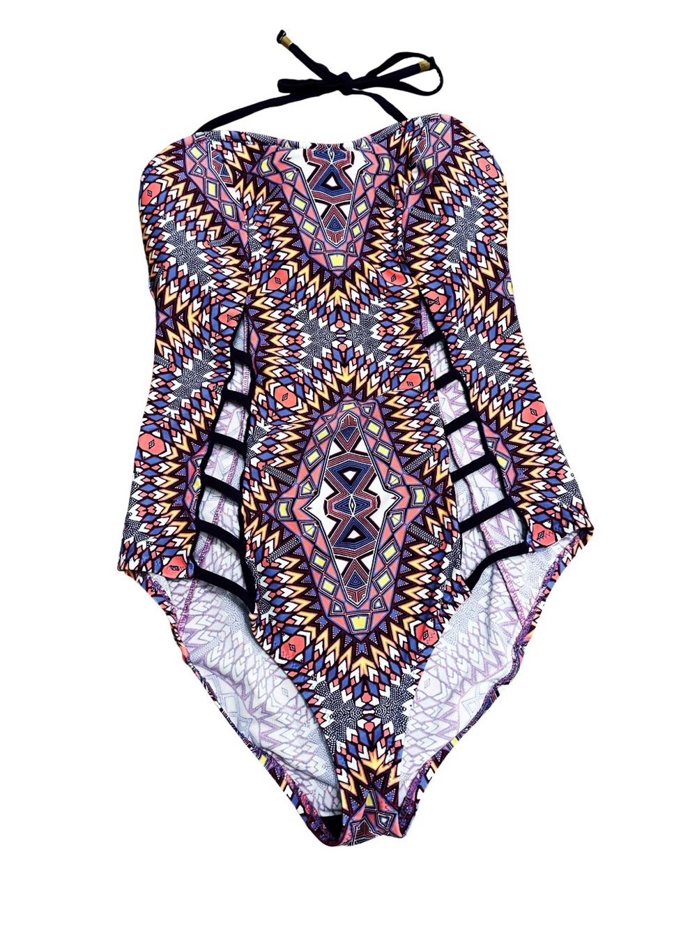 Jessica Simpson one-piece swimsuit, geometric pattern, cut-out sides Size Medium